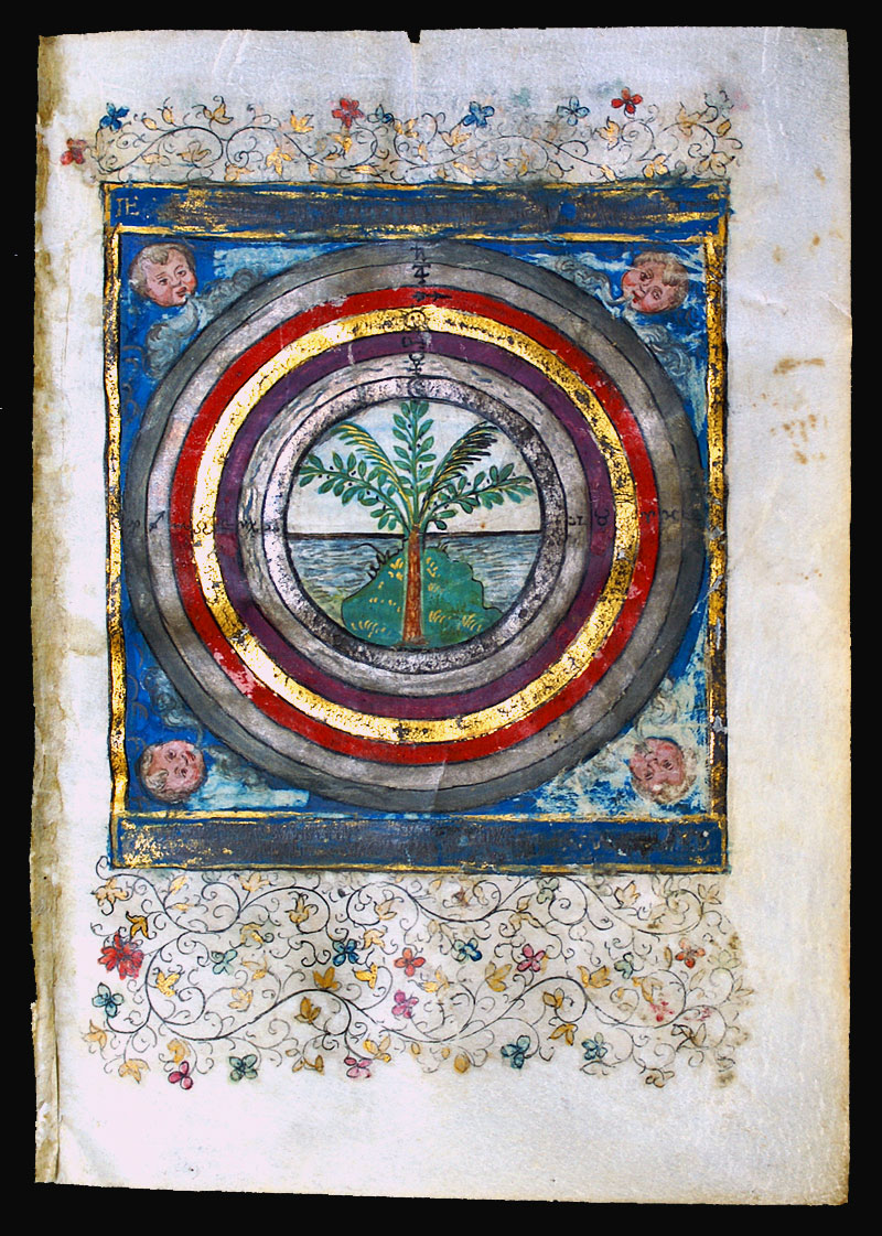 A Book of Hours Leaf c 1450 - Map of Universe