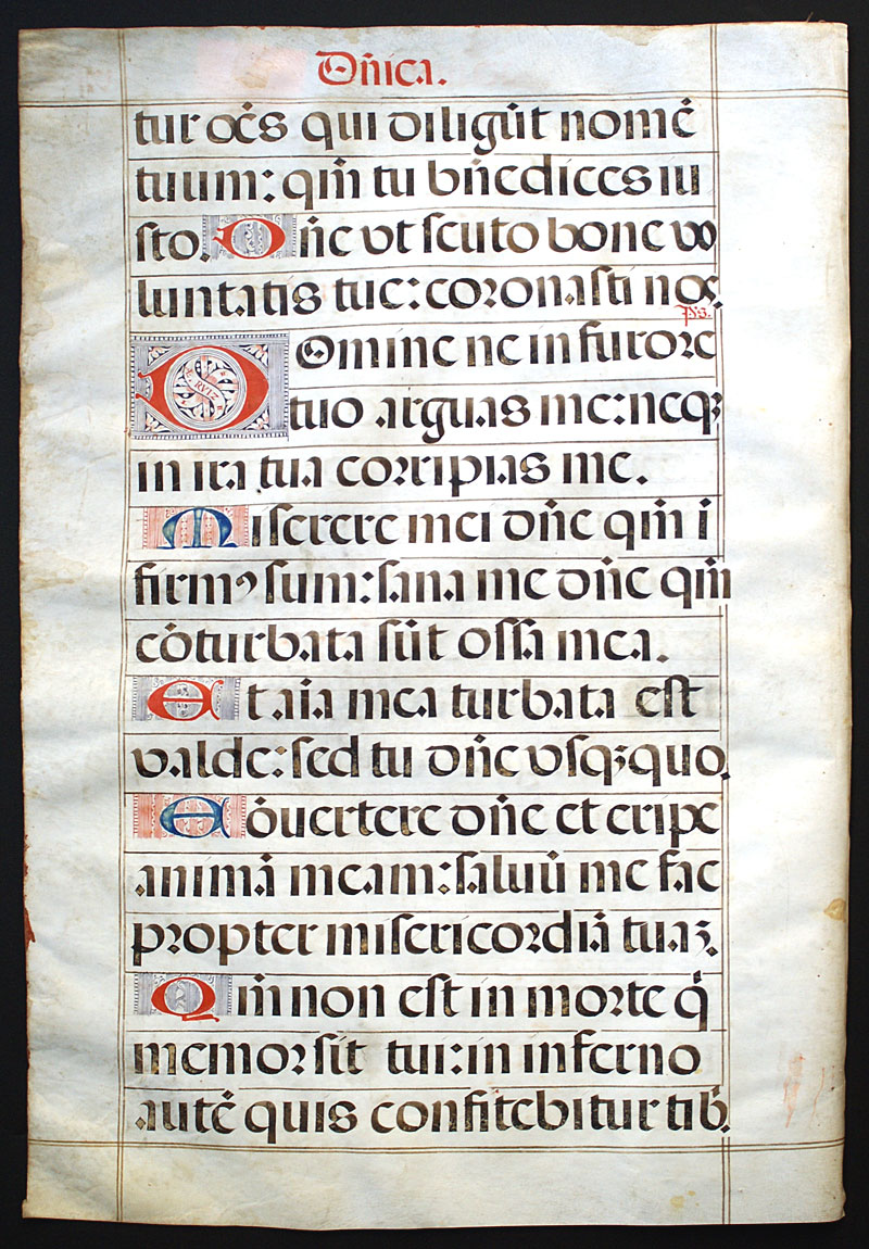 Choir Psalter Leaf c 1520 - Scribe's name in initial!