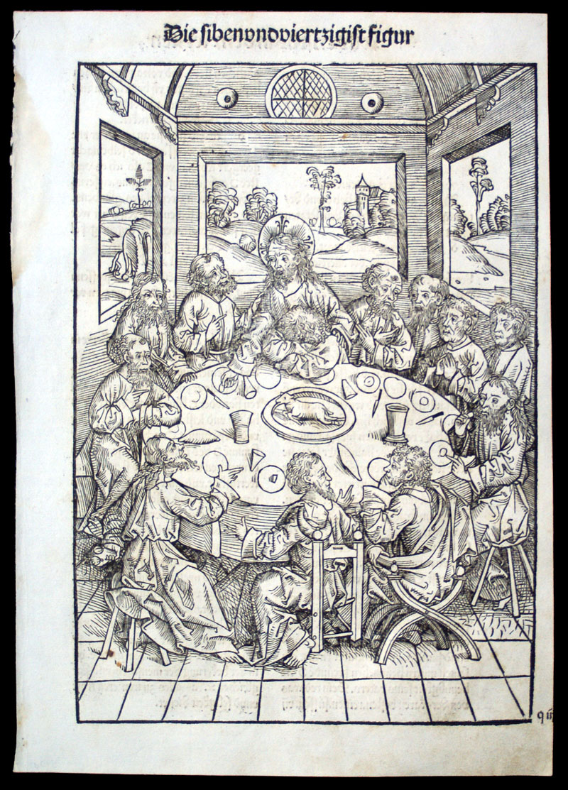 A Rare 1491 Schatzbehalter Leaf - The Last Supper