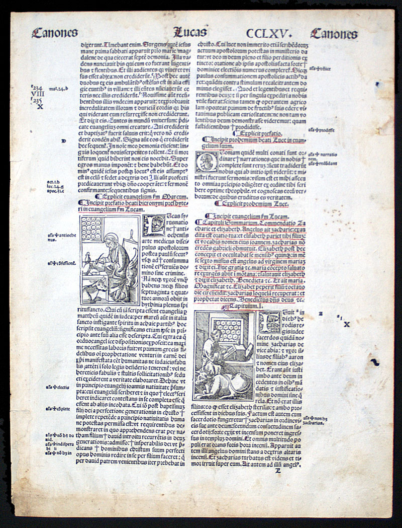1521 Koberger Bible Leaf - Woodcuts of St Luke - Great content