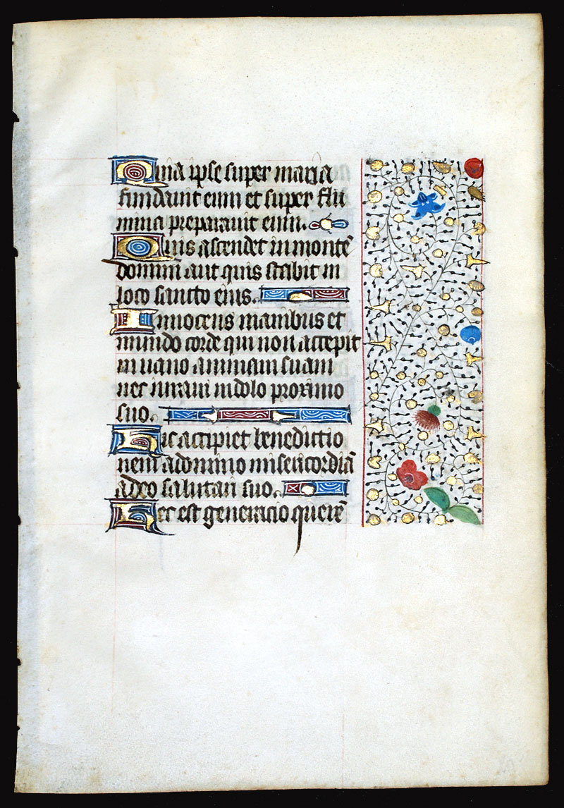 1450-75 Book of Hours Leaf - Beautiful borders - Psalm