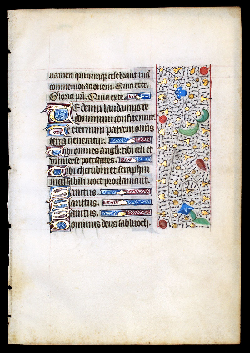 Book of Hours Leaf - c 1450-75 - Te Deum - Beautiful border