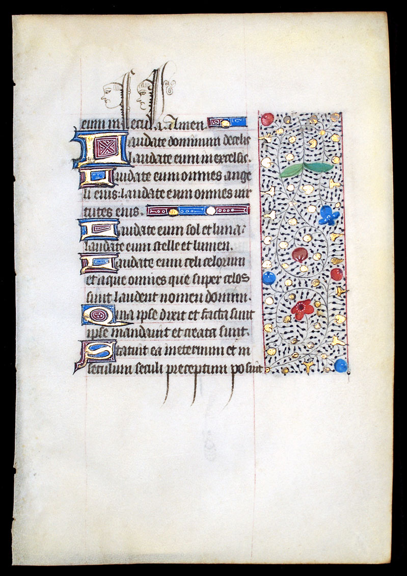 Book of Hours Leaf - 1450-75 - Ink drawings in border