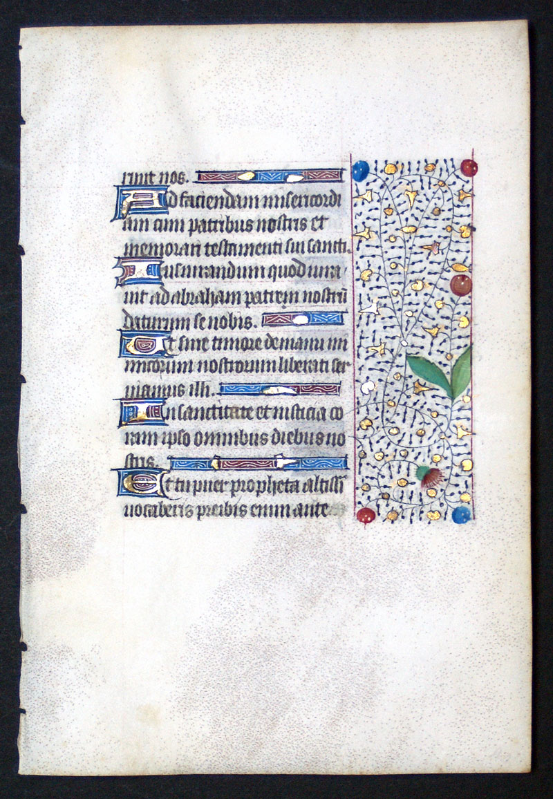 c 1450-75 Book of Hours Leaf - Canticle of Zachary - Luke