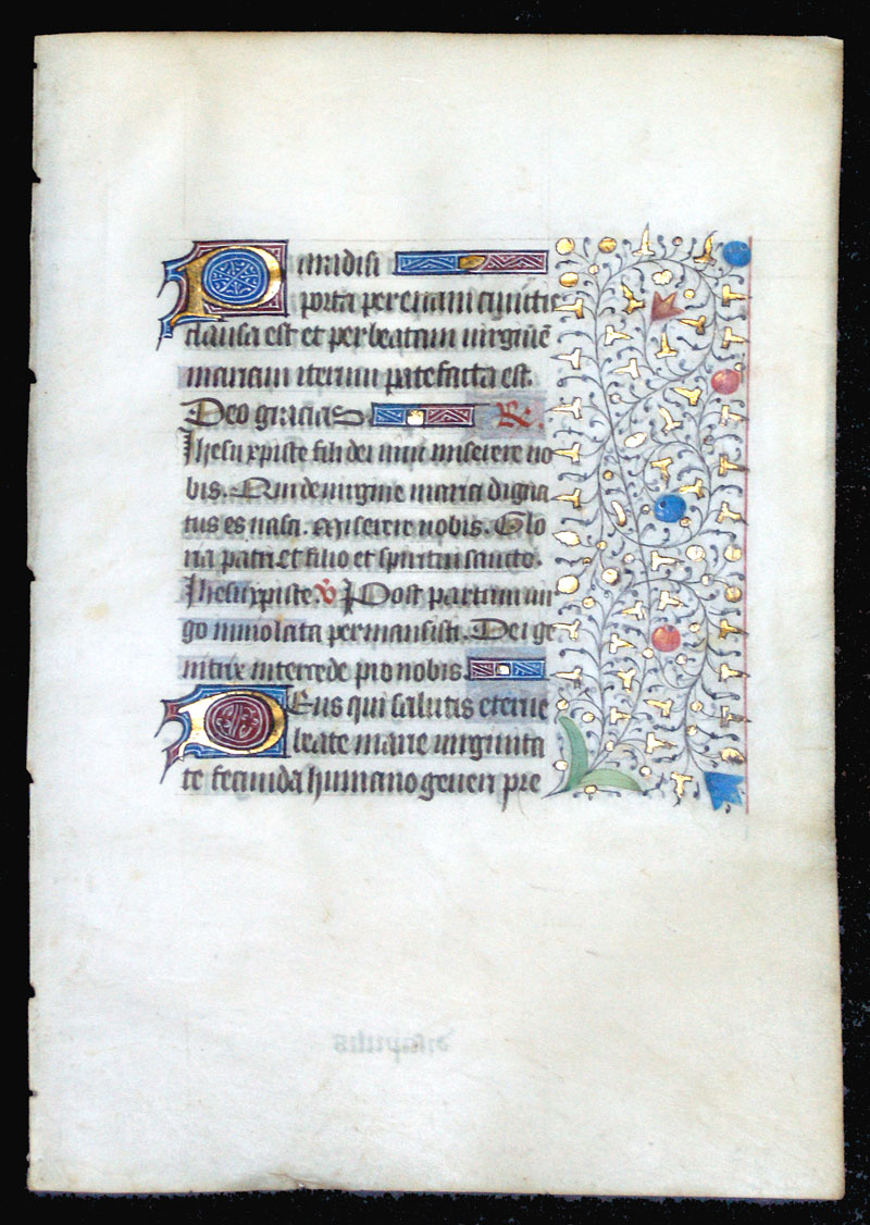 c 1450-75 Book of Hours Leaf - France - Beautiful Borders