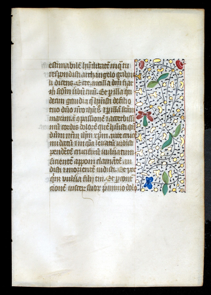 Book of Hours Leaf - c 1450-75 - elegant borders