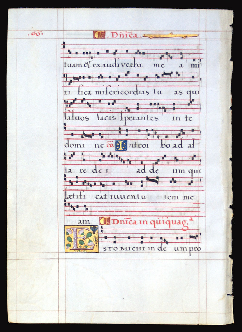 c 1550 personal Gradual music leaf - Initial with bee and ant