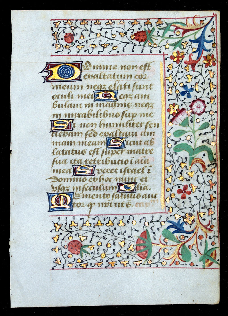 Book of Hours Leaf - c 1470 - Beautiful 3/4 border