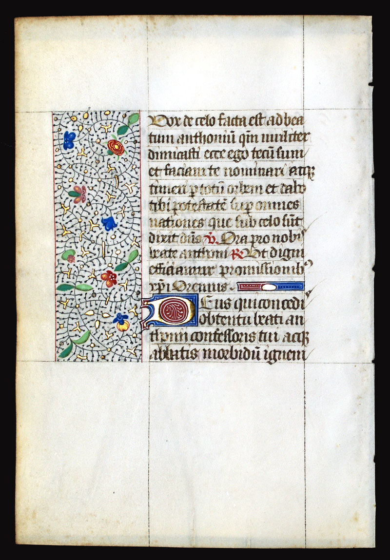 A 1450-75 Book of Hours Leaf - Suffrages Sts Sebastian & Anthony