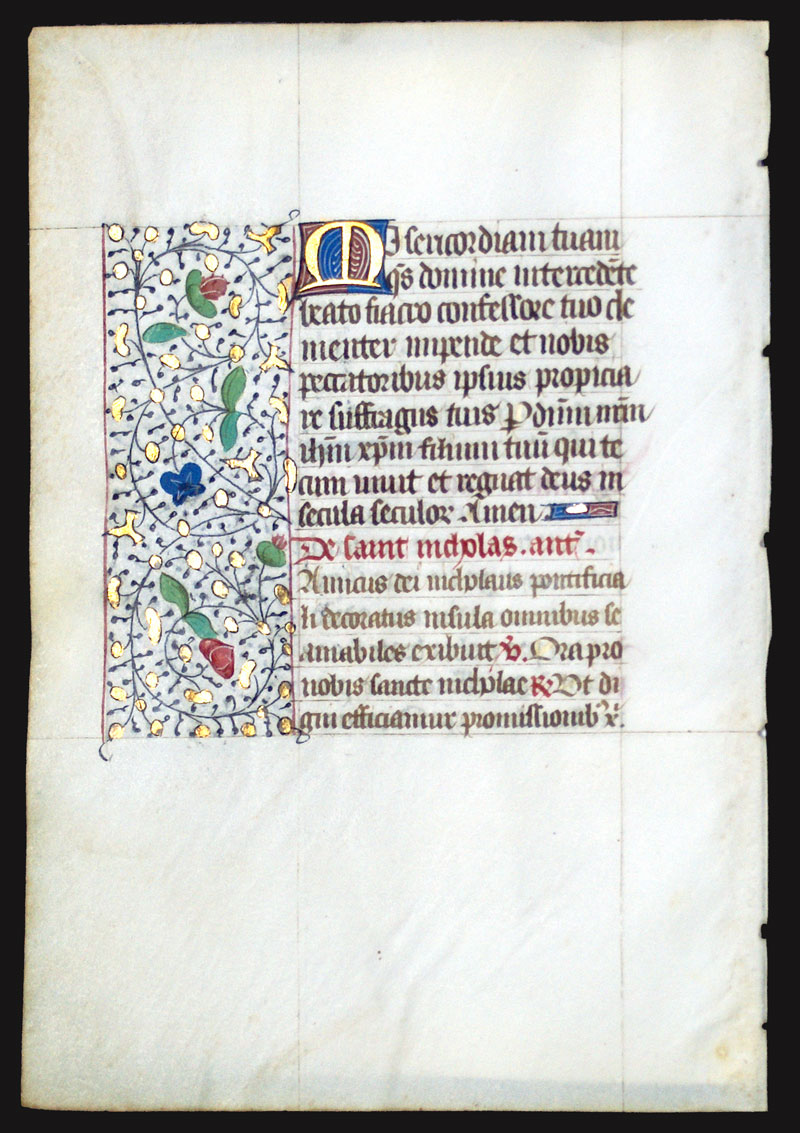 c 1450-75 - Book of Hours Leaf - St Nicholas, St Fiacre