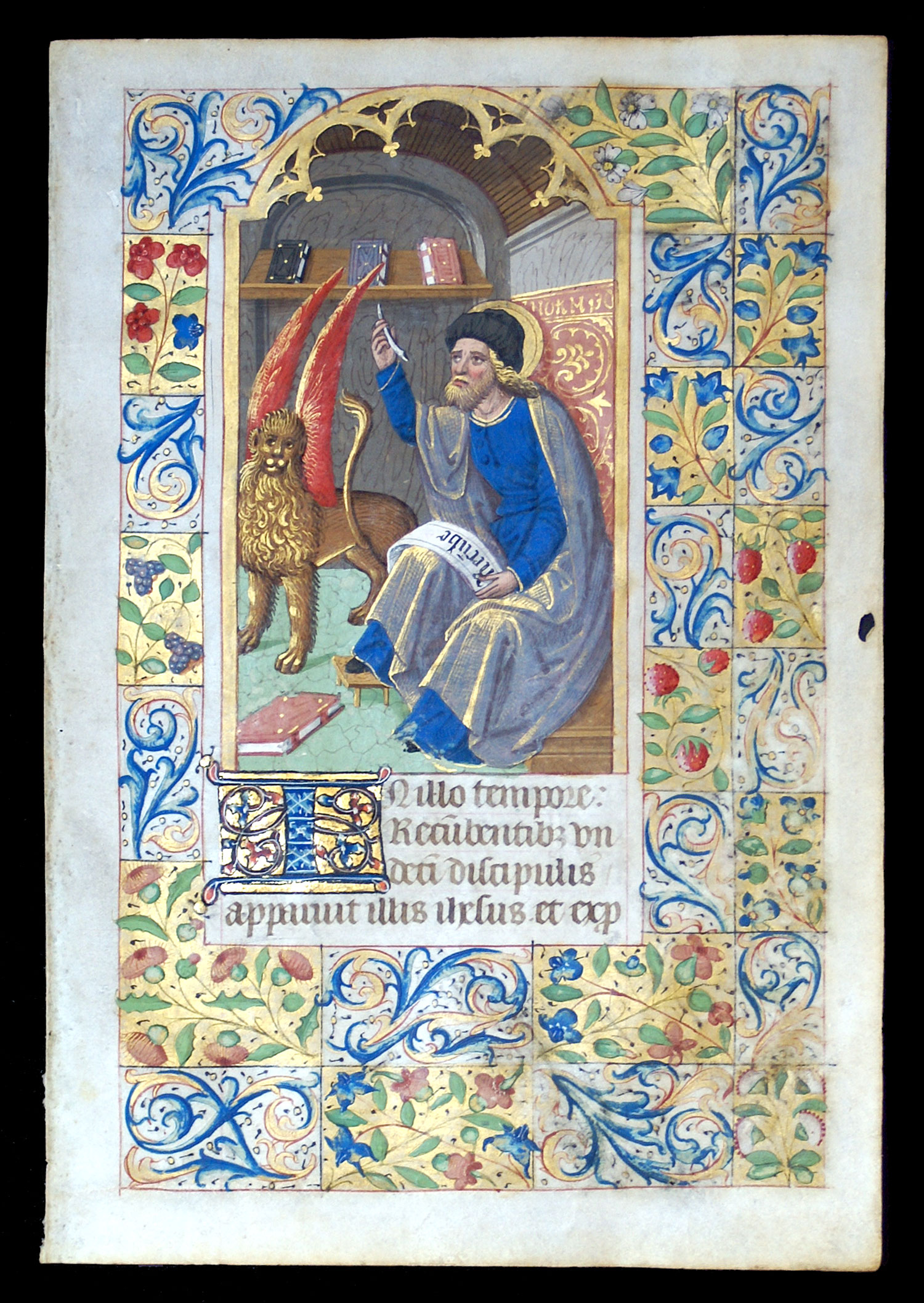 An exceptional Book of Hours Leaf - c 1480 - St Mark