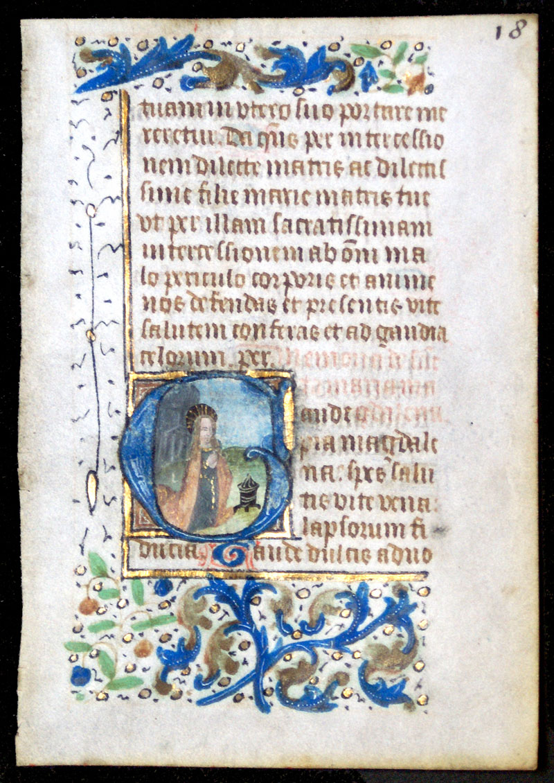 c 1450-75 Book of Hours Leaf - St Mary Magdalene
