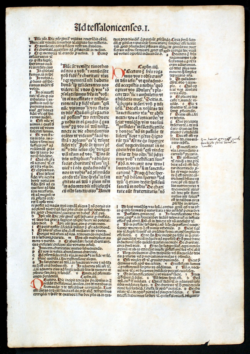 1487 Korberger Bible Leaf - I Thessalonians