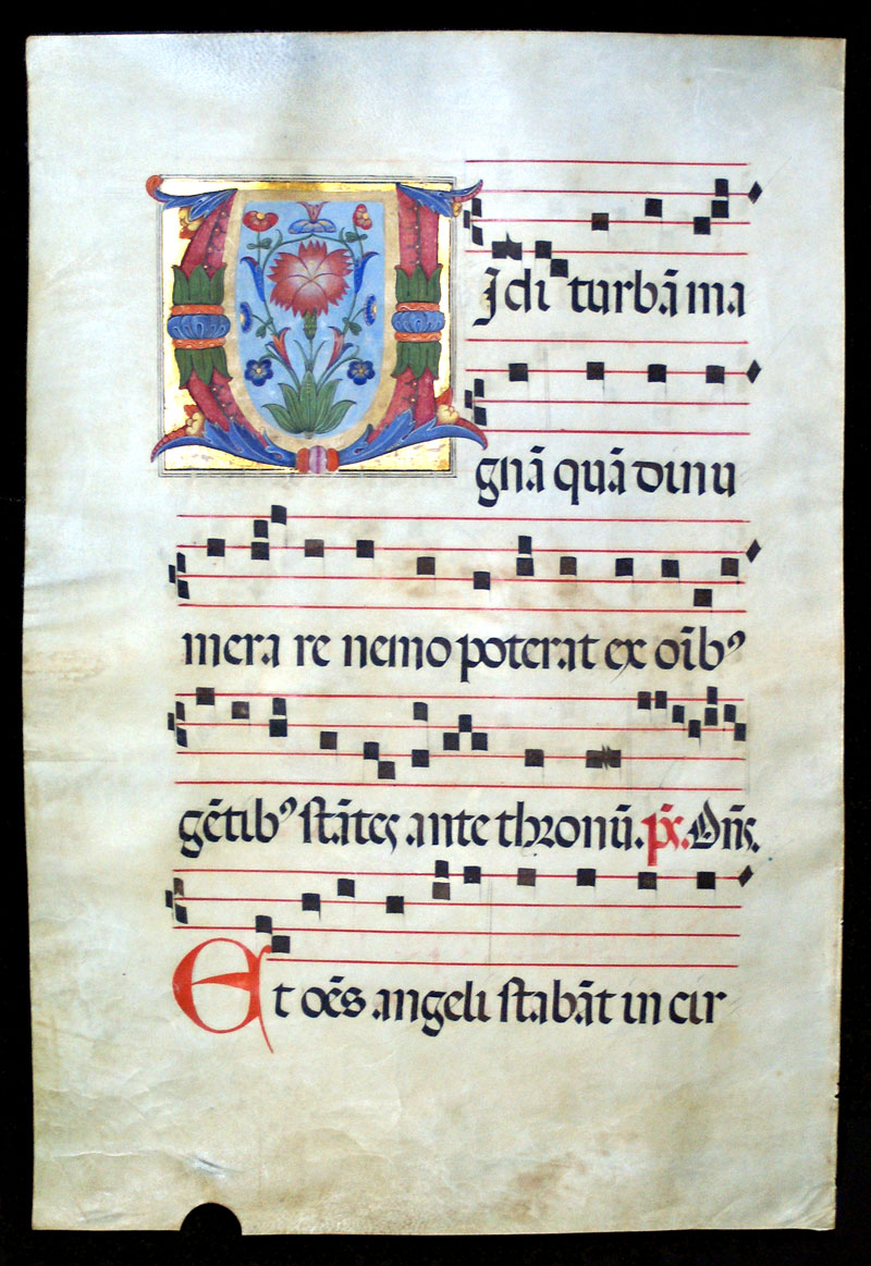c 1480-1520 Gregorian Chant with exceptional initial - Italy