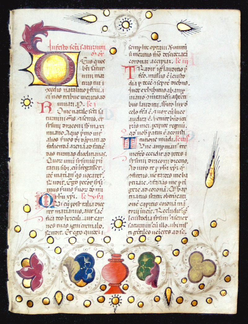 c 1460 Breviary Leaf - Proper of the Saints - Northern Italy