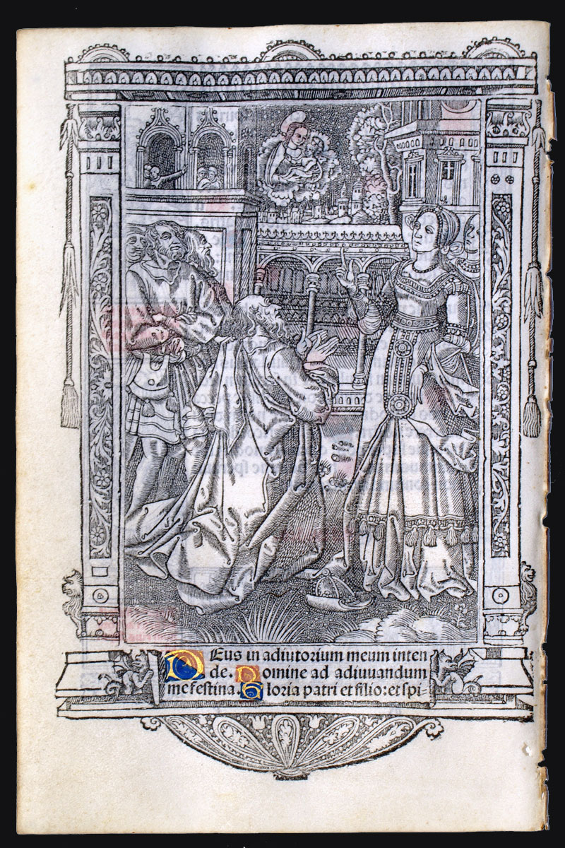 Augustus & Tiburtine Sibyl - c 1512 Book of Hours Leaf