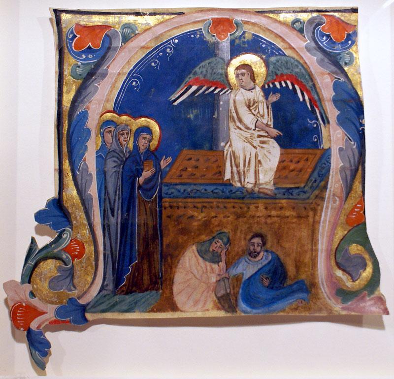 c 1275-1300 Miniature Painting - 3 Marys at tomb
