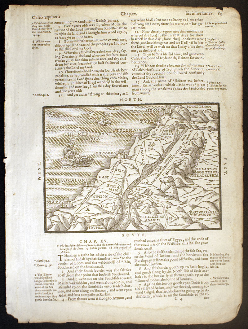 Pilgrim's Bible Leaf - 1610 Map of Holy Land