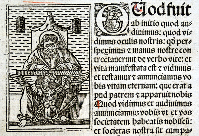 Koberger Bible Leaf - 1521 - Woodcut of John the Evangelist