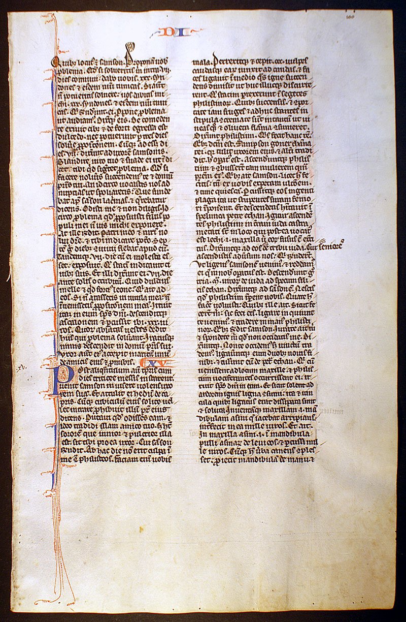 Medieval Bible Leaf - c 1247 - Samson & Dalila