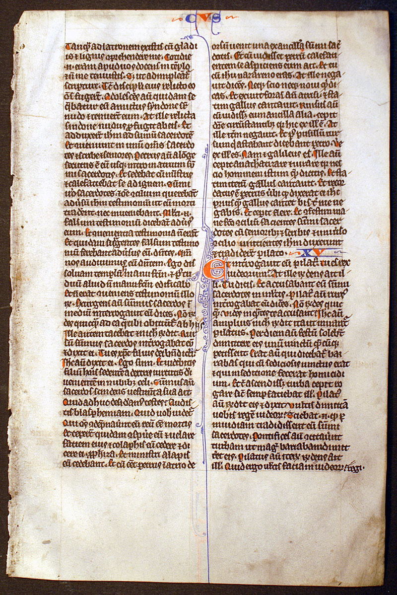 Medieval Bible Leaf - c 1260 - The Crucifixion
