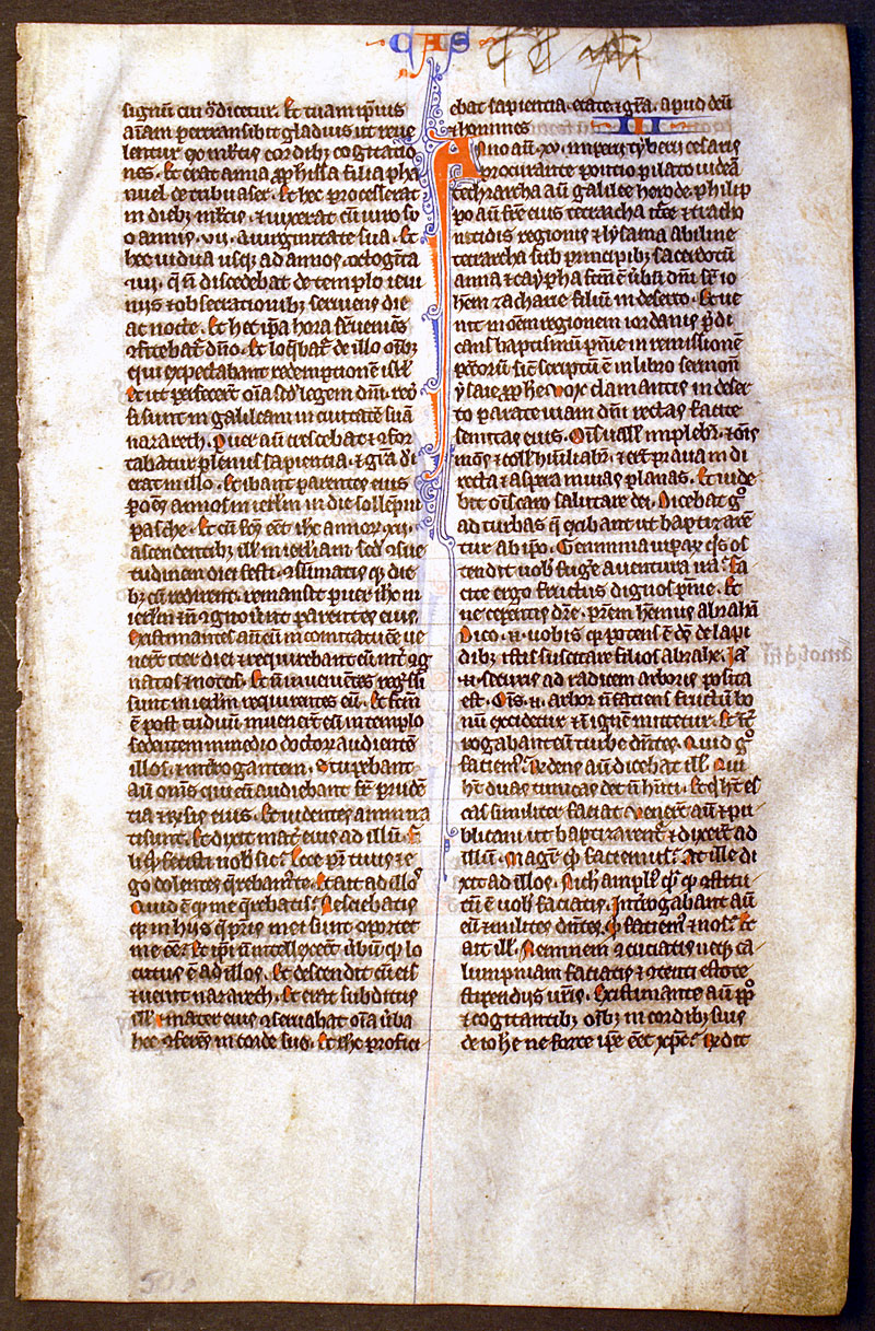 Medieval Bible Leaf - c 1260 - Man liveth not by bread alone...