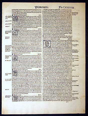 Koberger Bible Leaf - 1521 - 9 complete Psalms