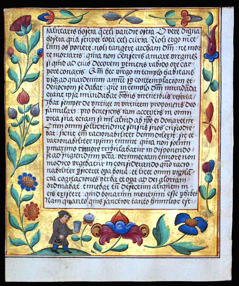 A Renaissance Psalter Prayerbook Leaf - Elaborate panel borders!