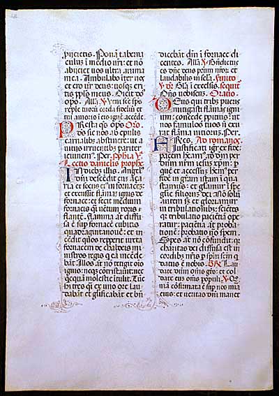 Medieval Missal Leaf - Rabbit, Bird & Turtles in margin