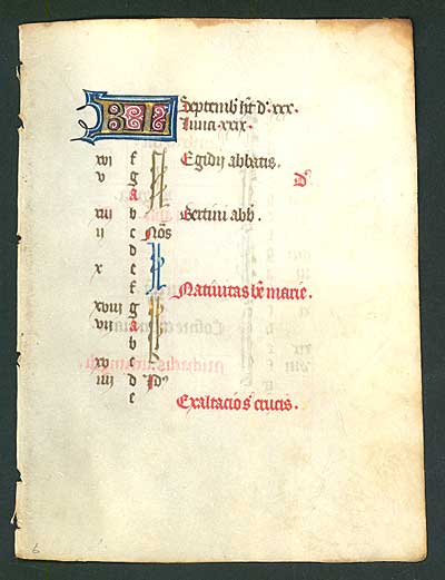 Book of Hours Calendar Leaf for September, c. 1450