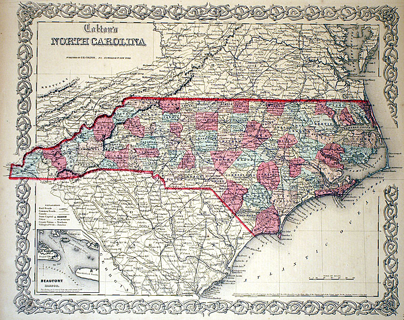 ''Colton's North Carolina'' c 1855 - Colton