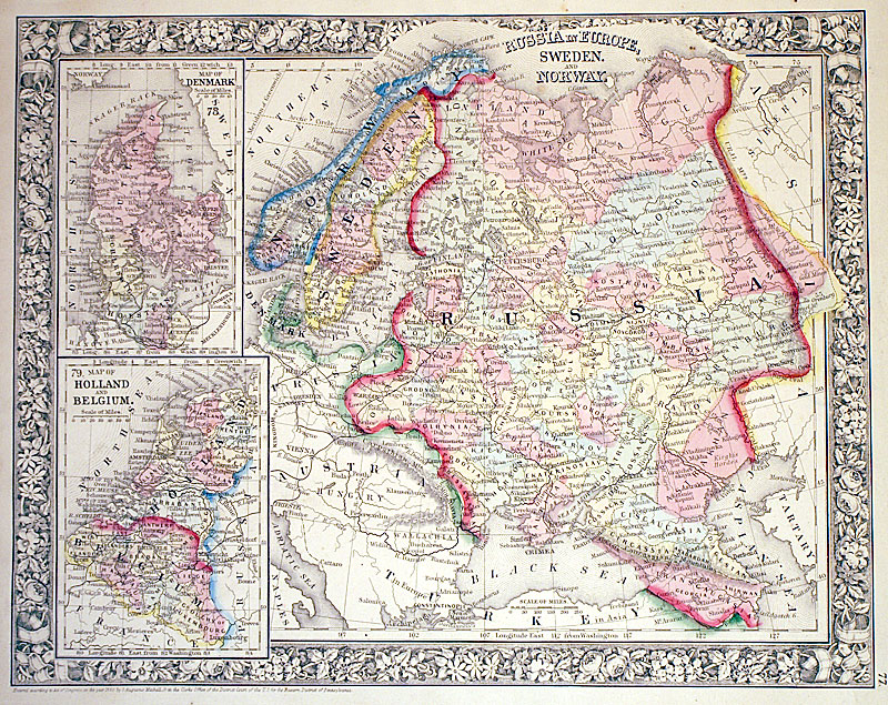 ''Russia in Europe, Sweden & Norway'' c 1866 - Mitchell