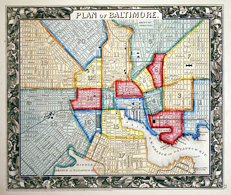 ''Plan of Baltimore'' c 1860 - Mitchell