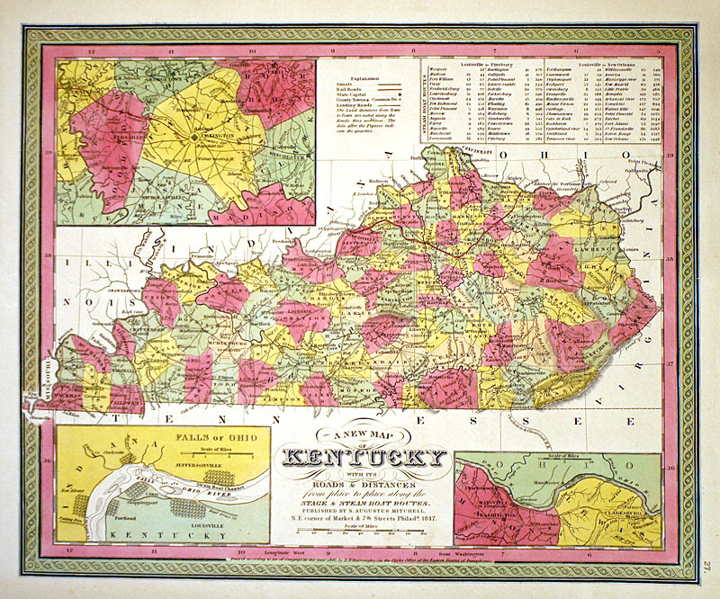''A New Map of Kentucky...'' Mitchell, c. 1847