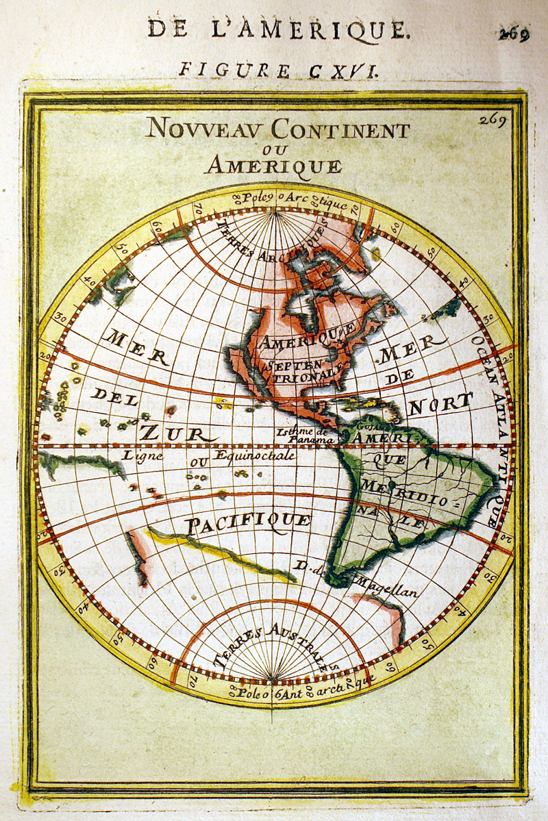 ''Nouveau Continent ou Amerique'' Americas c 1683 - Mallet