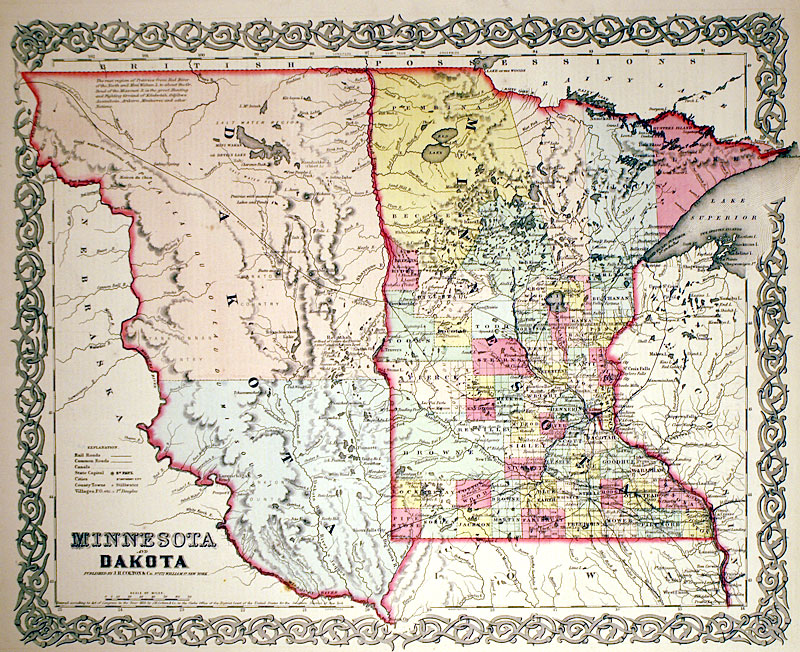 ''Minnesota and Dakota'' c 1859 - Colton