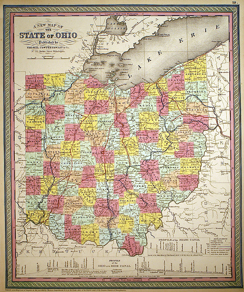 ''A New Map of the State of Ohio// c 1850 - Cowperthwait
