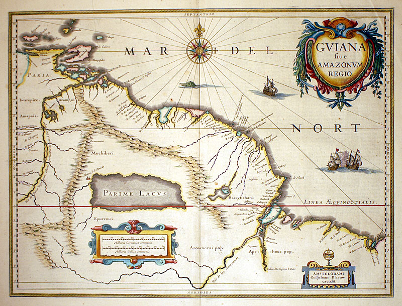 ''Guiana...'' c 1646 Blaeu - Northern S America