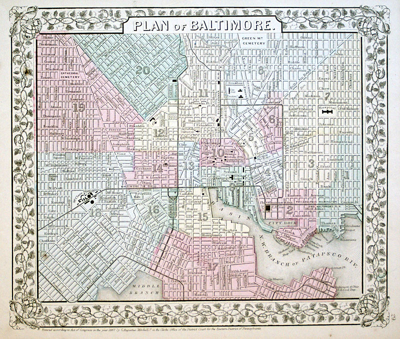 Plan of Baltimore - c 1867 - Mitchell
