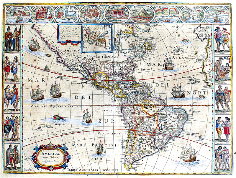 c 1644 Blaeu map of the Americas - Cartes a Figures