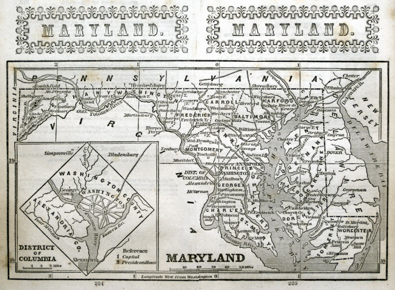 Maryland c. 1851 - Phelps, Fanning & Co. - Inset WDC