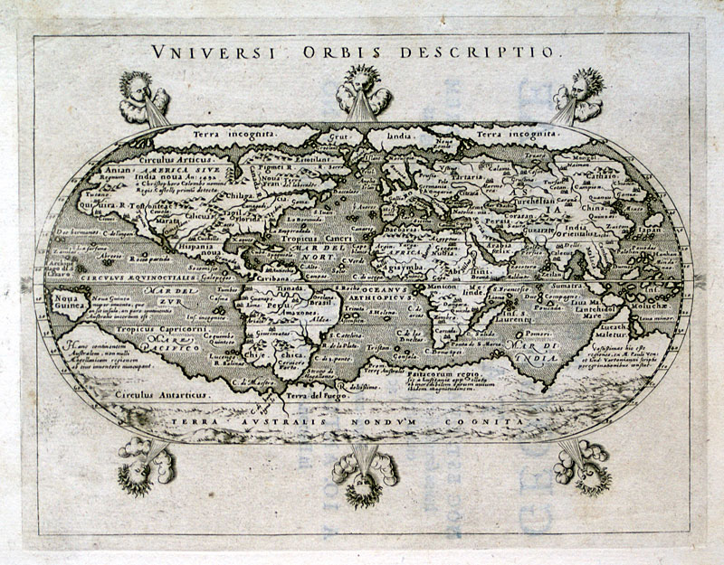 c 1596 World Map - Ortelius/Magini - First Edition