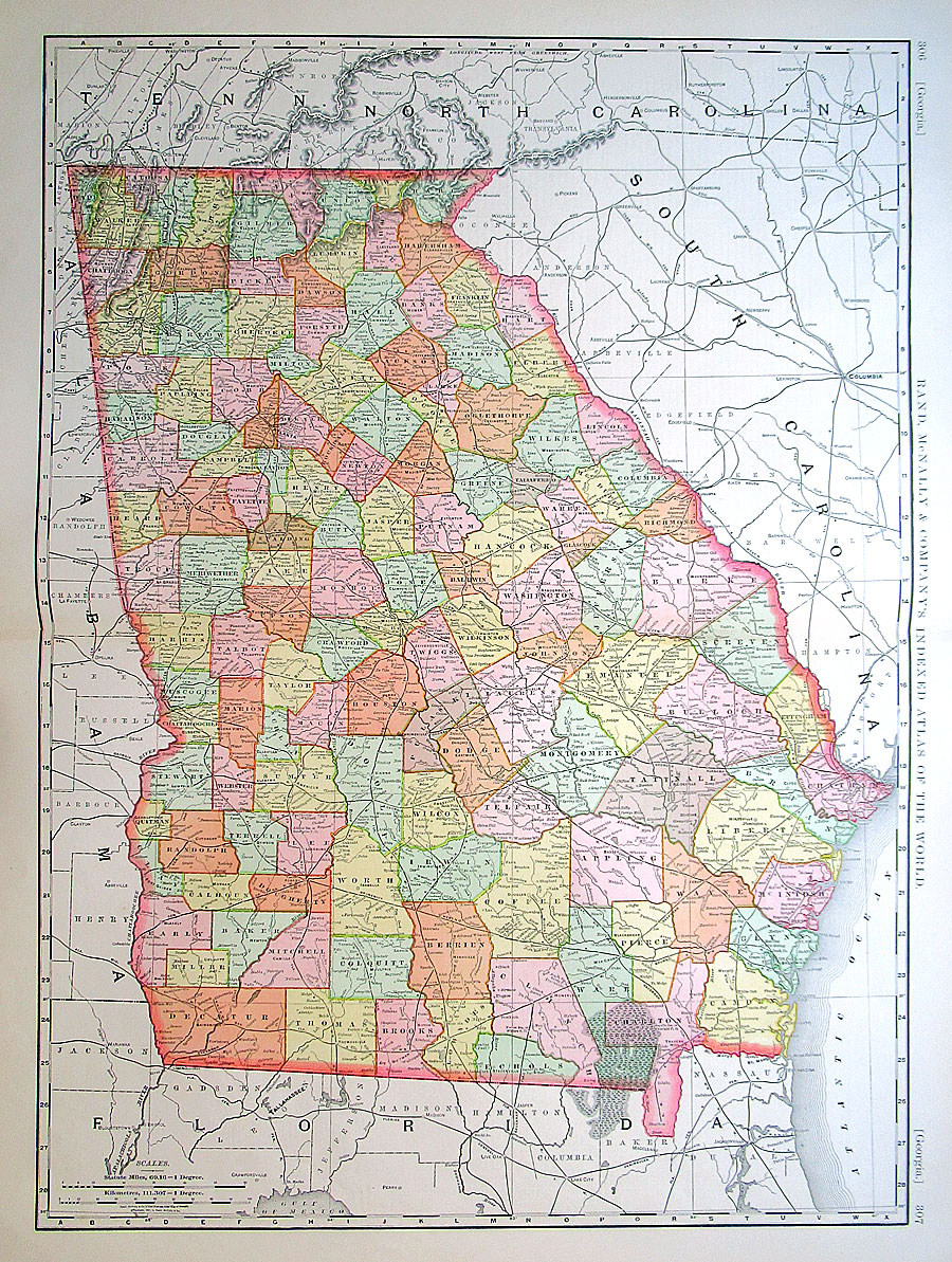 c 1895 Rand, McNally & Co Large Map of Georgia