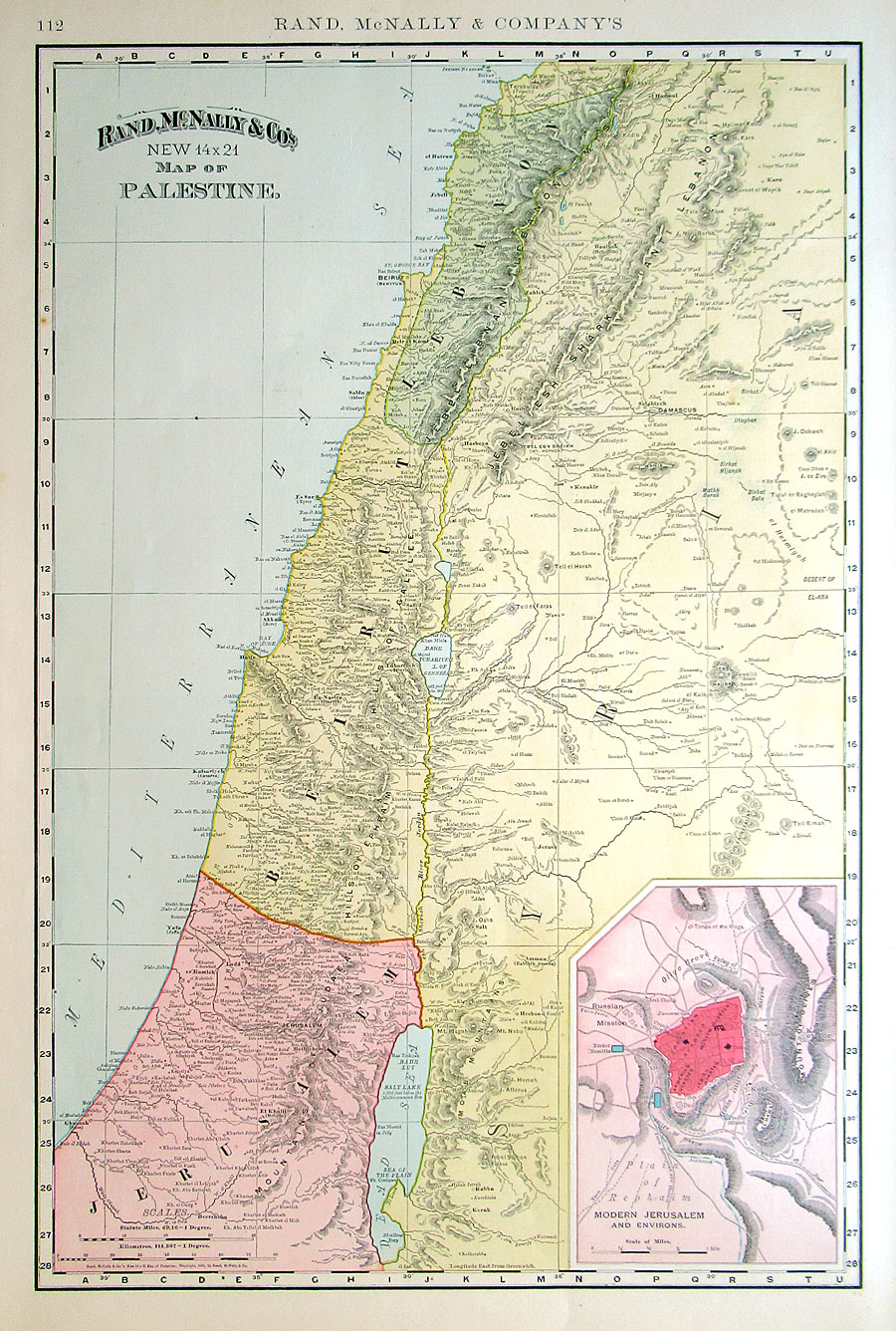 c 1895 Rand, McNally & Co map of Palestine