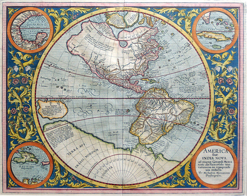 c 1607 Mercator Map of the New World