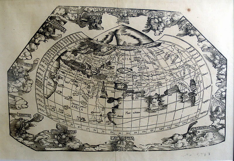 c 1535 Ptolemaic World Map - Pub by Fries - Servetus Edition