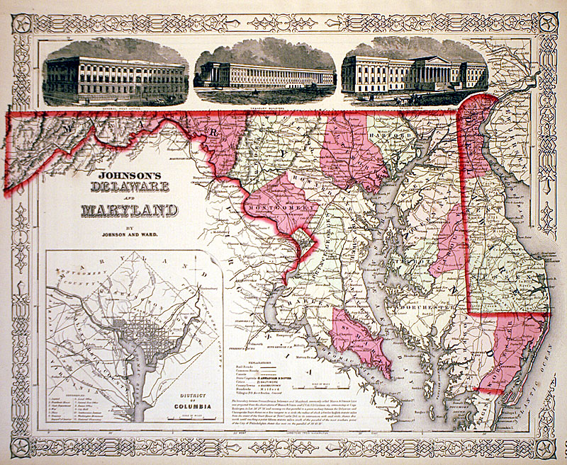 ''...DELAWARE AND MARYLAND'' c 1864 - Johnson