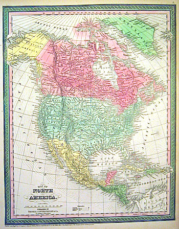 ''MAP OF NORTH AMERICA'' c 1850 - Cowperthwait
