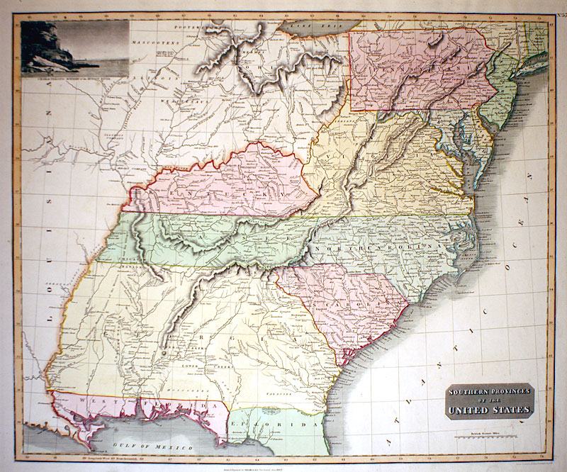 ''SOUTHERN PROVINCES OF THE UNITED STATES'' c 1817 Thomson