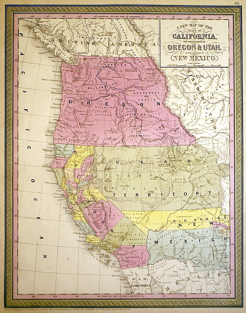 c 1853 ''...CALIFORNIA, THE TERRITORIES OF OREGON & UTAH...''